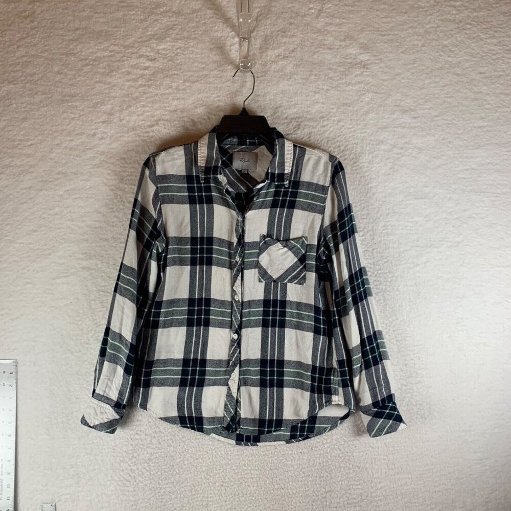 Rails Hunter White Admiral Pine Women's Plaid Button Up Long Sleeve Shirt S 9159